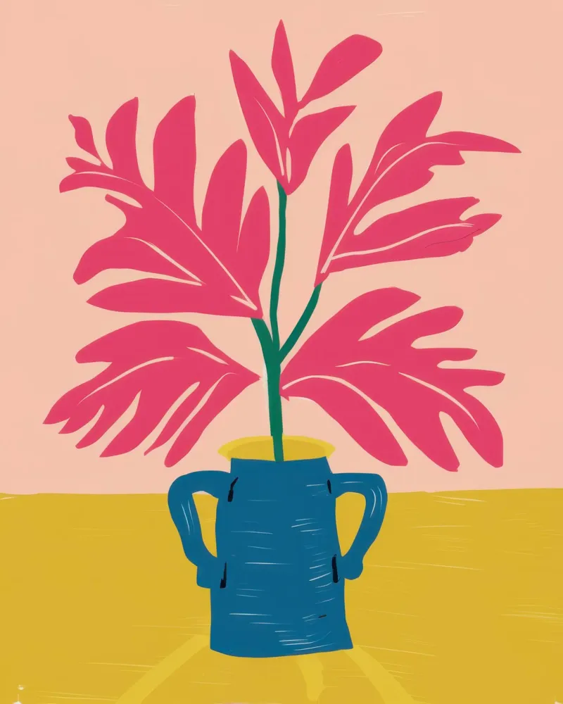 Fuchsia Flora Form canvas with Floater frame by Bara Suara