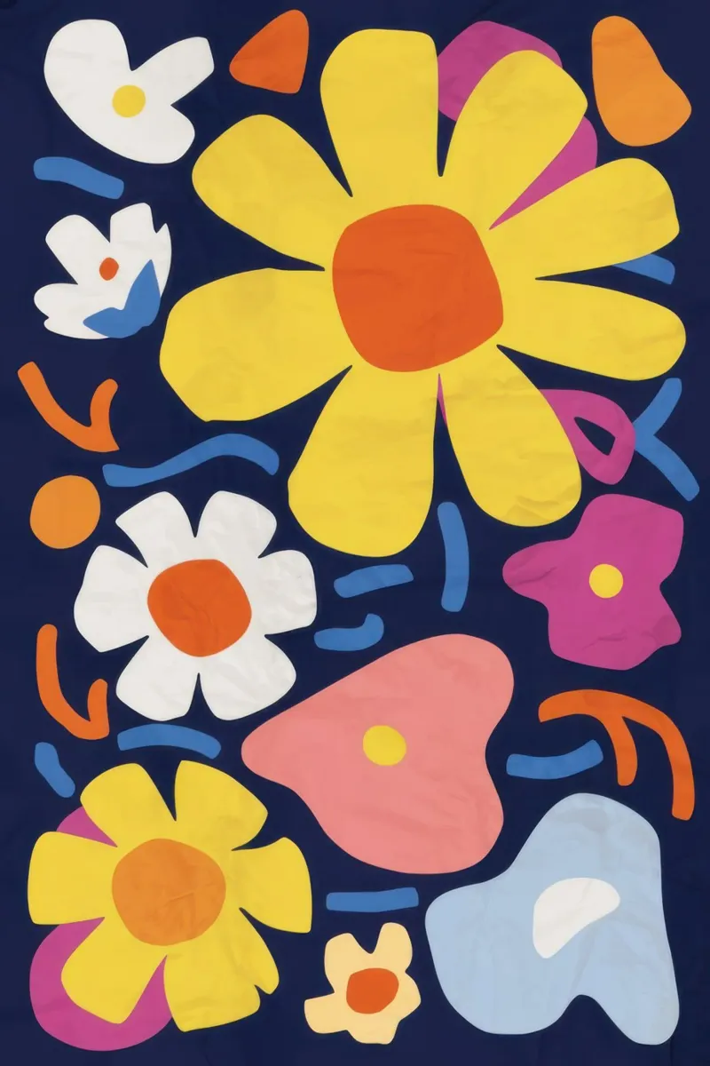 Medley di fiori retrò poster con telaio in alluminio da Bara Suara