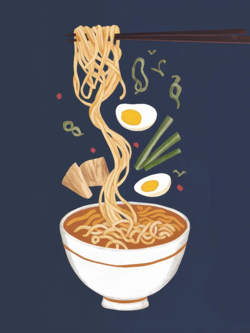 Spaghettata di mezzanotte poster con telaio in legno da Nova Glaze
