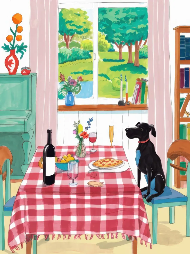 Compagno di cena canino poster con telaio in alluminio da Nova Glaze
