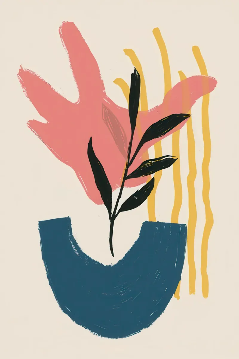 Roze blad verstilling canvas met Baklijst van Scaller Stars