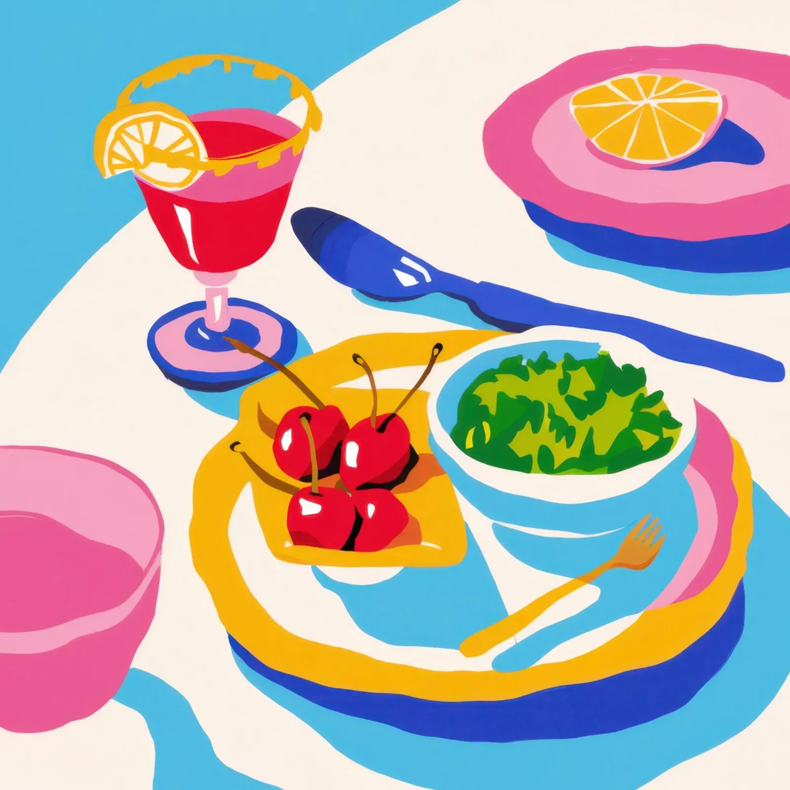 Pranzo cromatico diffuso poster con telaio in plastica da Bara Suara