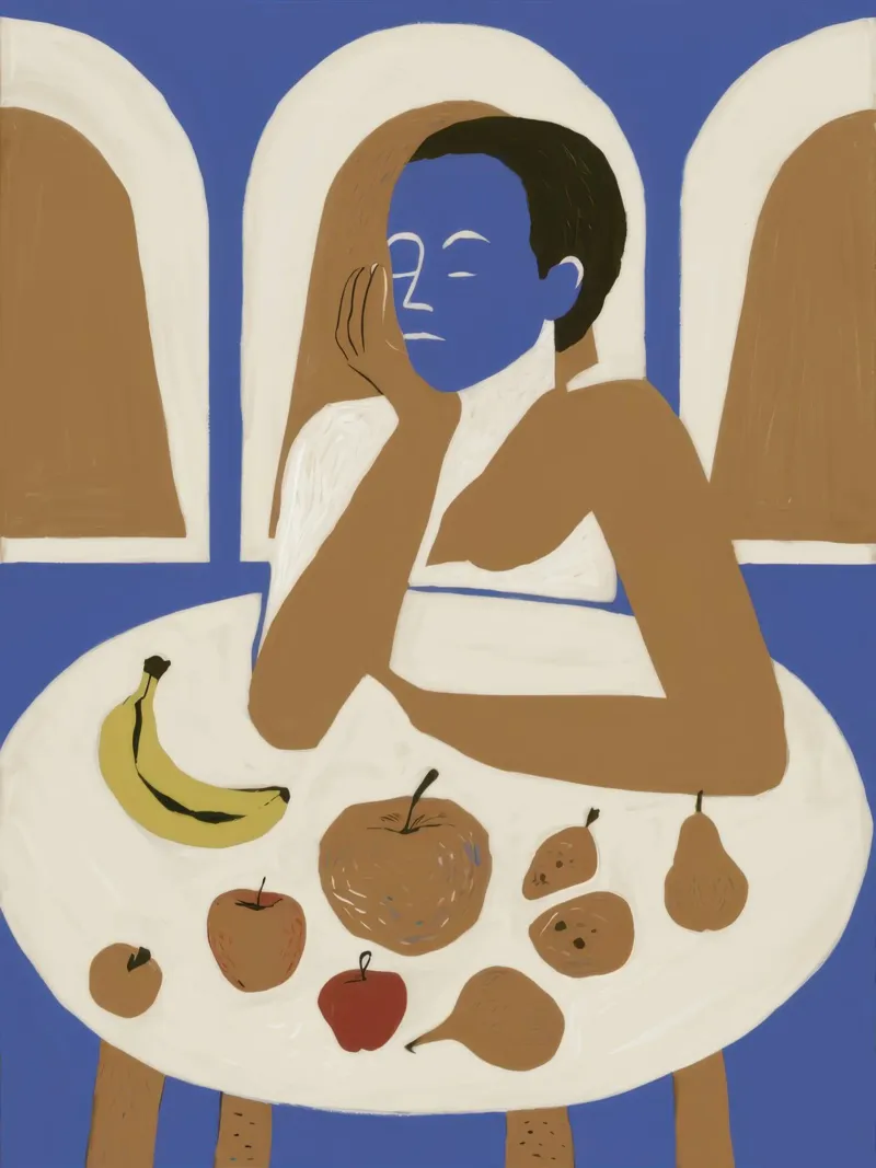 Signora della frutta poster con telaio in plastica da Nova Glaze