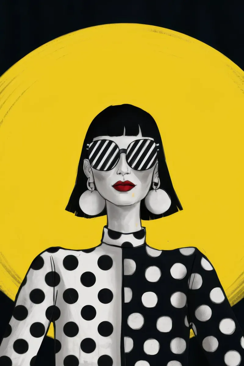 Diva retrò a pois poster con telaio in legno da Bara Suara