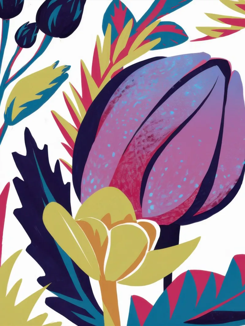 Abstracte paarse tulp canvas met Baklijst van Snow Mist