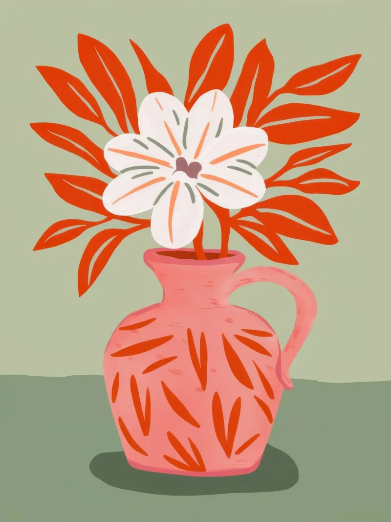 Vaso di papaveri semplice poster con telaio in legno da Nova Glaze