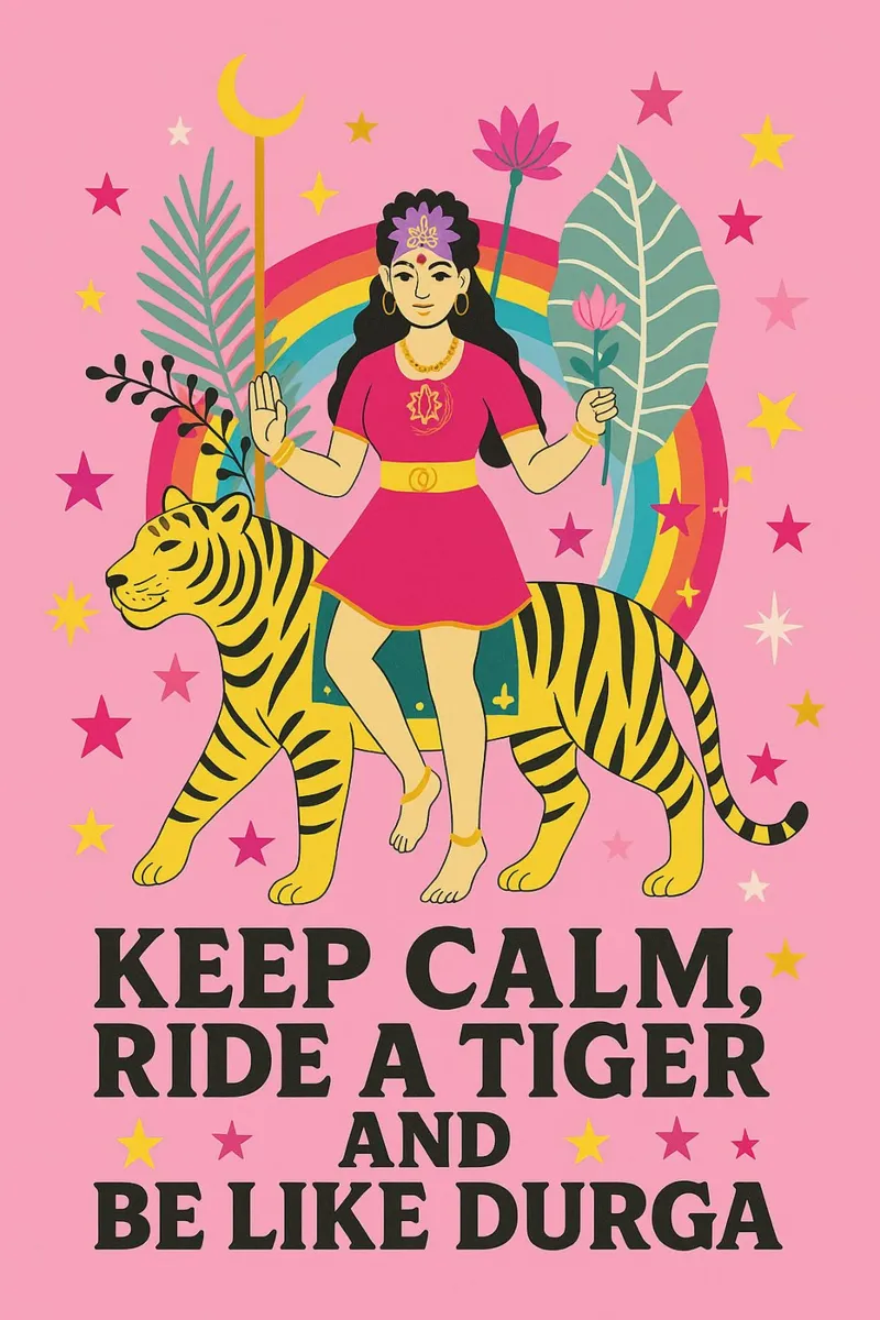 Keep calm and be like Durga canvas with Floater frame by Taika Tori Art