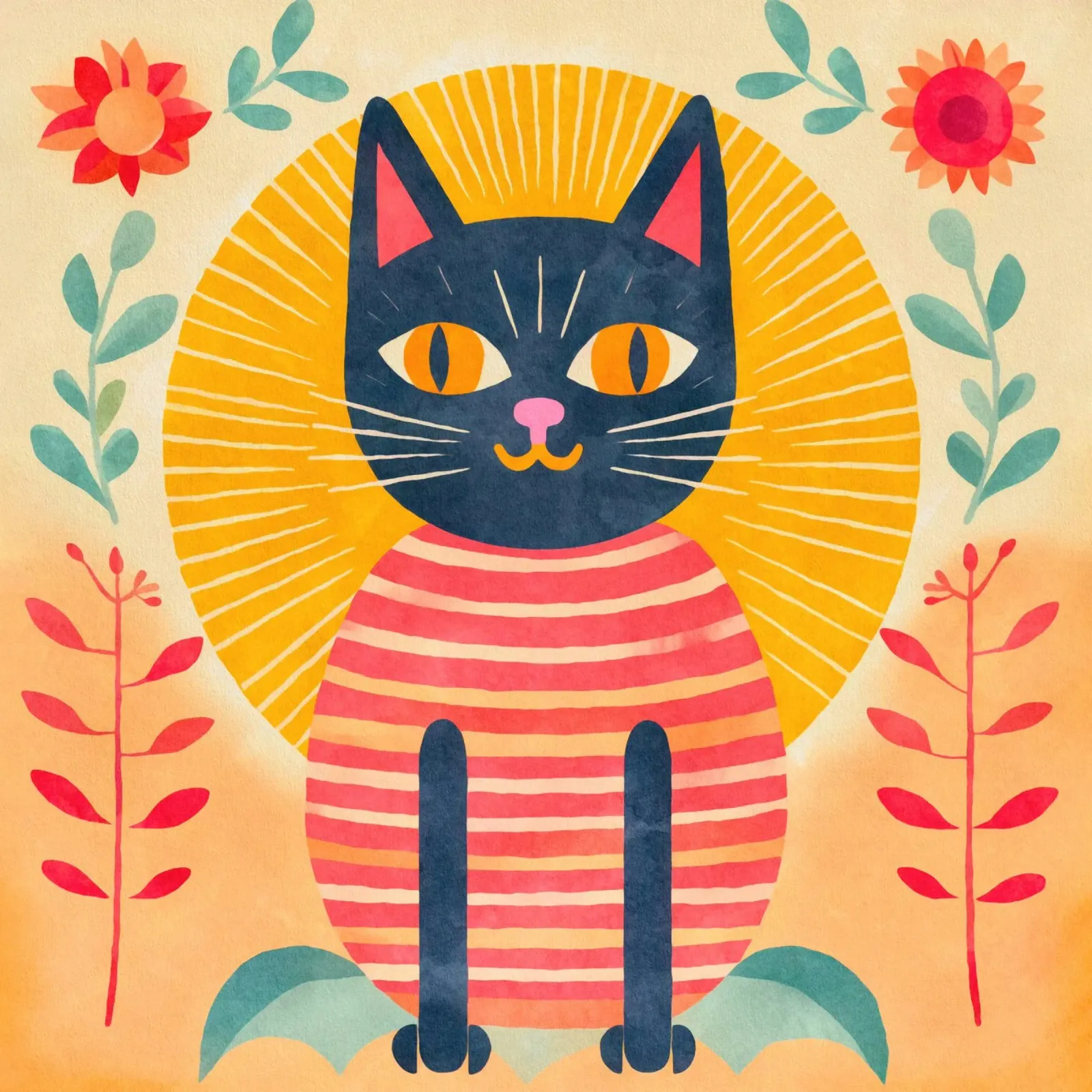 Sonnenschein-Kätzchen Poster mit Holzrahmen von Andrea Haase Animal Love