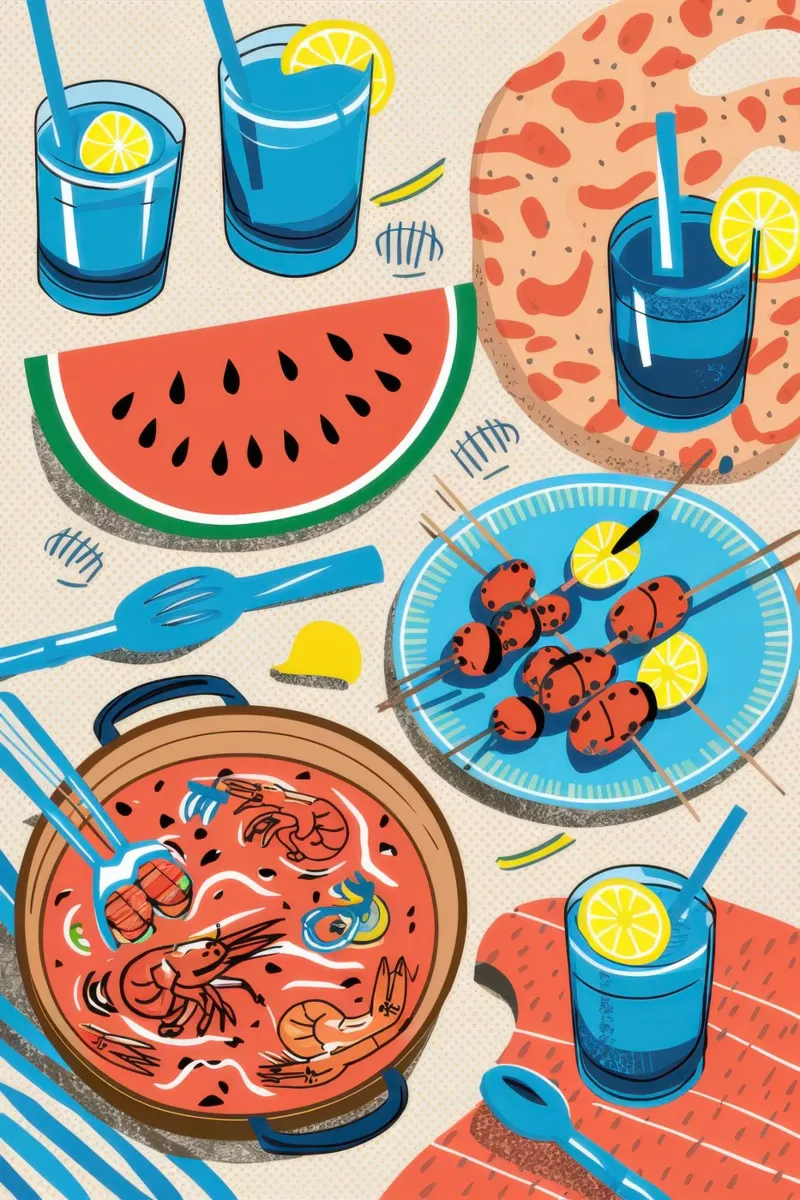 Azure Summer Feast Leinwand mit Schattenfugenrahmen von Bara Suara