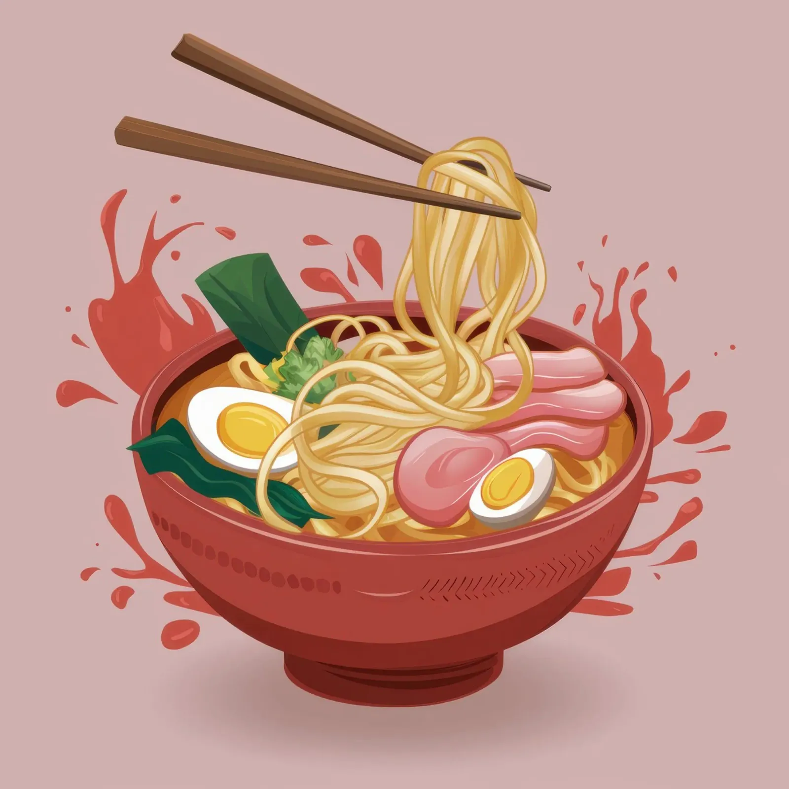 Explosive Ramen Splash Leinwand mit Schattenfugenrahmen von Snow Mist