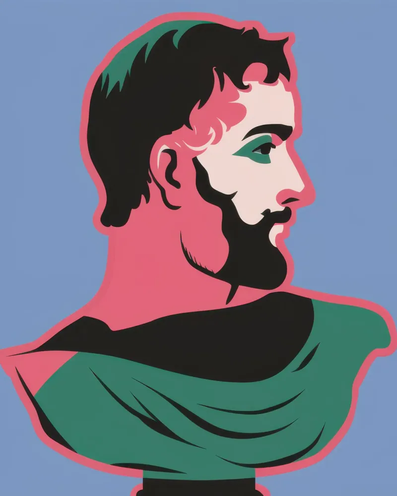 Busto di Apollo moderno poster con telaio in plastica da Bara Suara