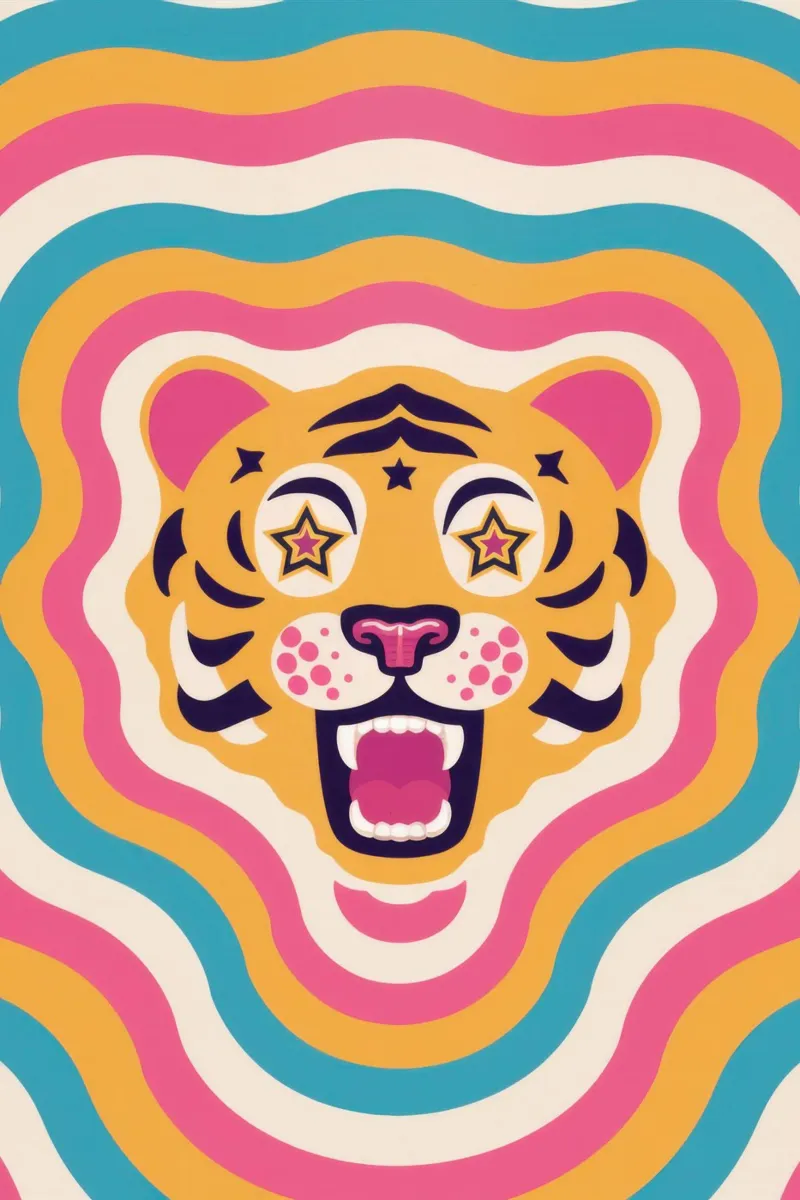 Sguardo psichedelico della tigre poster da Snow Mist