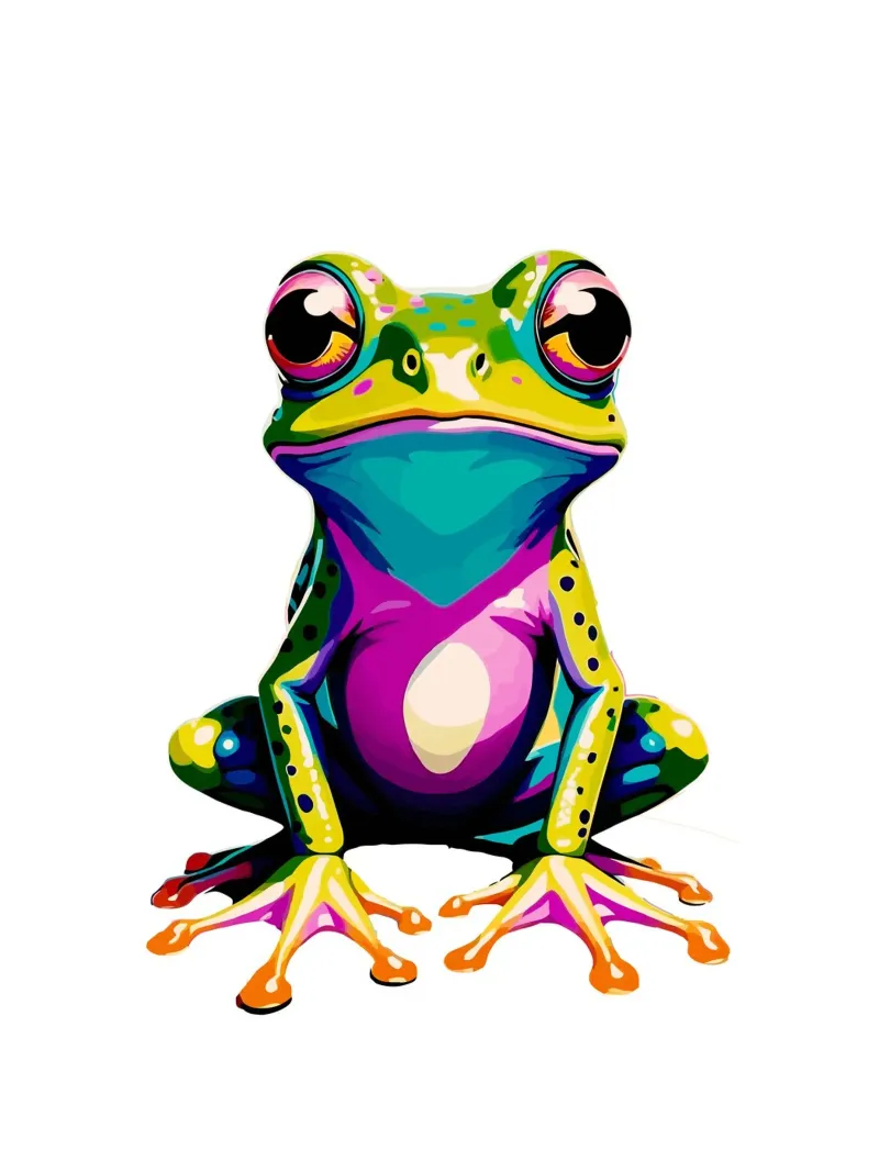 Frog Colorful poster con telaio in legno da Musadad Shop