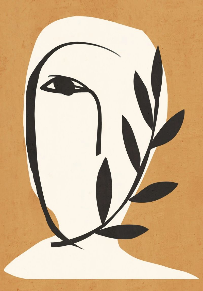 Abstract Minimal Art Face 6a canvas by ThingDesign