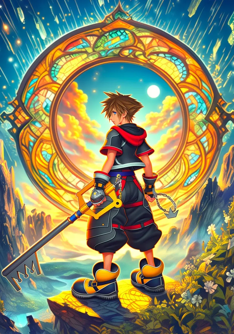 Sora Kingdom Hearts poster con telaio in plastica da Fleur de Lys
