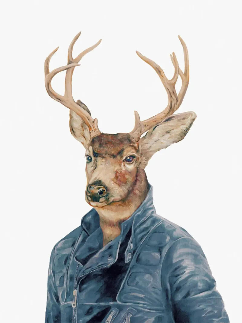 Cervo in pelle - Blu navy poster con telaio in legno da Animal Crew