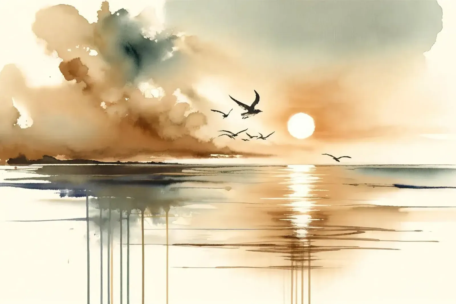Sunset Seagull Serenity canvas with Floater frame by Chromatic Fusion Studio