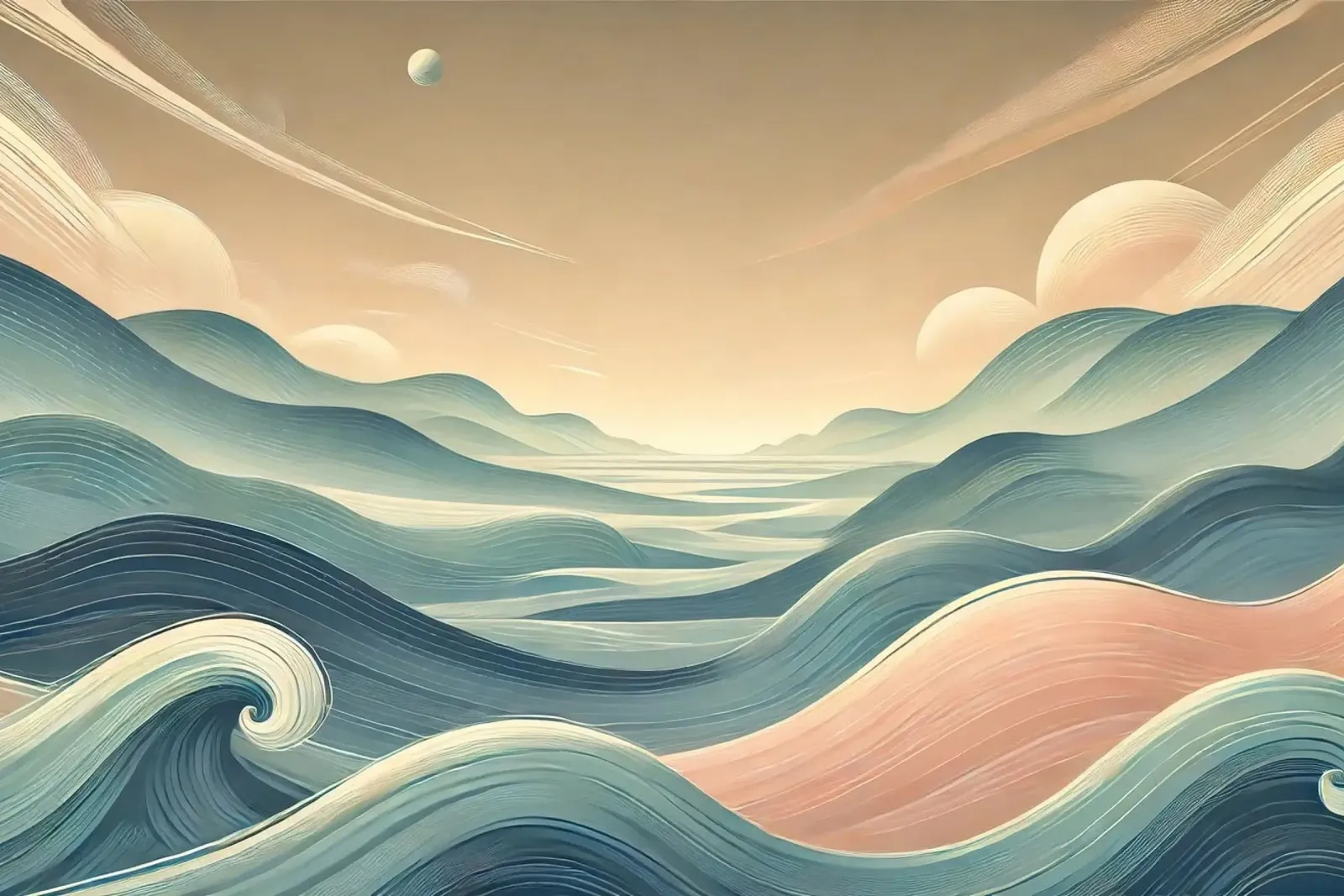 Serene Ocean Flow canvas met Baklijst van Chromatic Fusion Studio