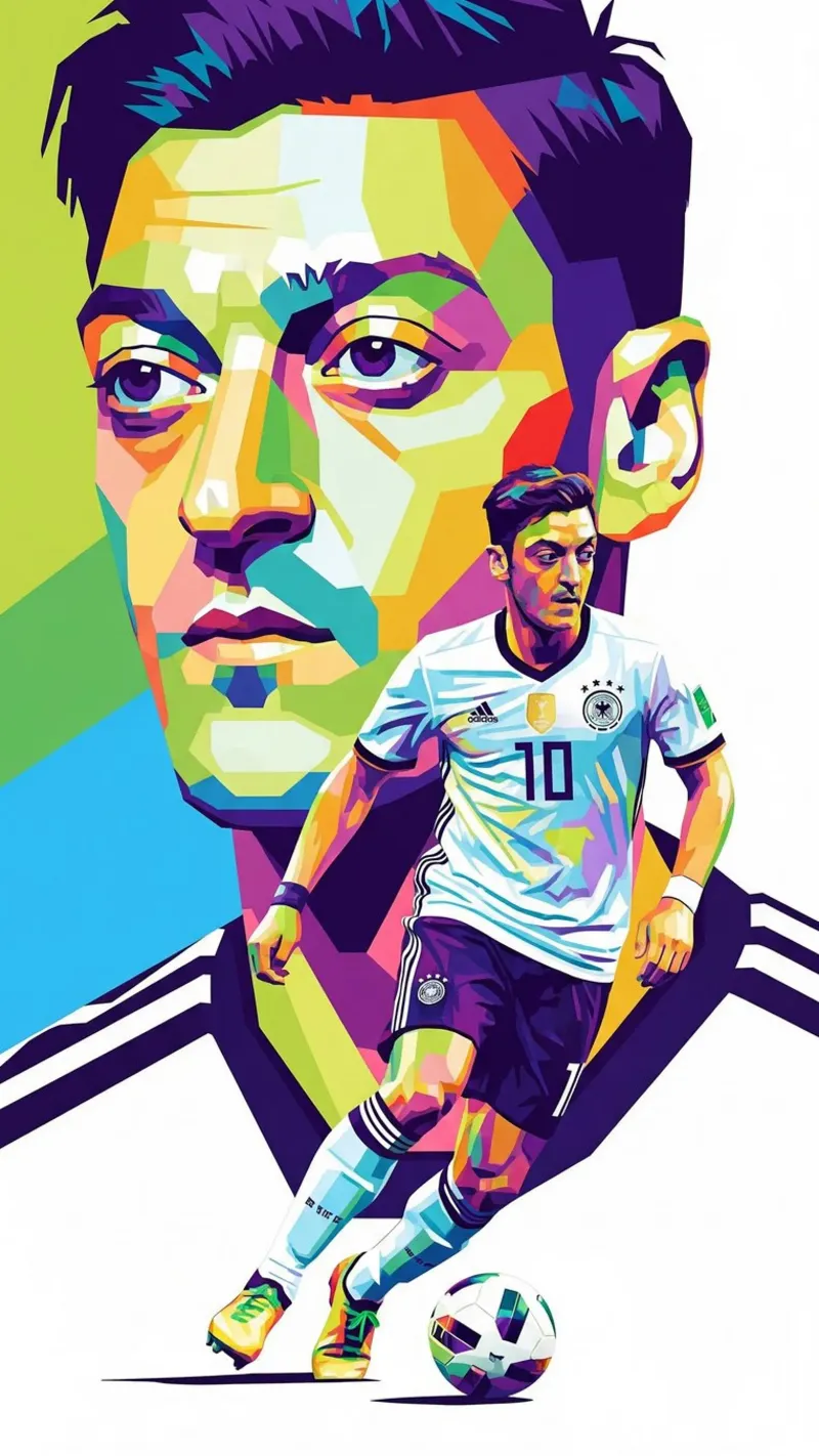 Mesut Ozil ritratto pop art #1 poster con telaio in legno da Hantamrata