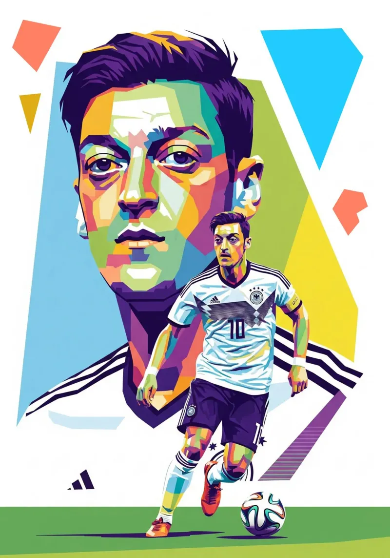 Mesut Ozil ritratto pop art #2 tela con Cornice a cassetta da Hantamrata