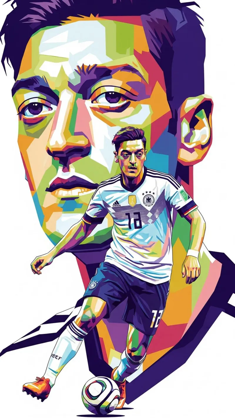 Mesut Ozil ritratto pop art #3 poster con telaio in plastica da Hantamrata