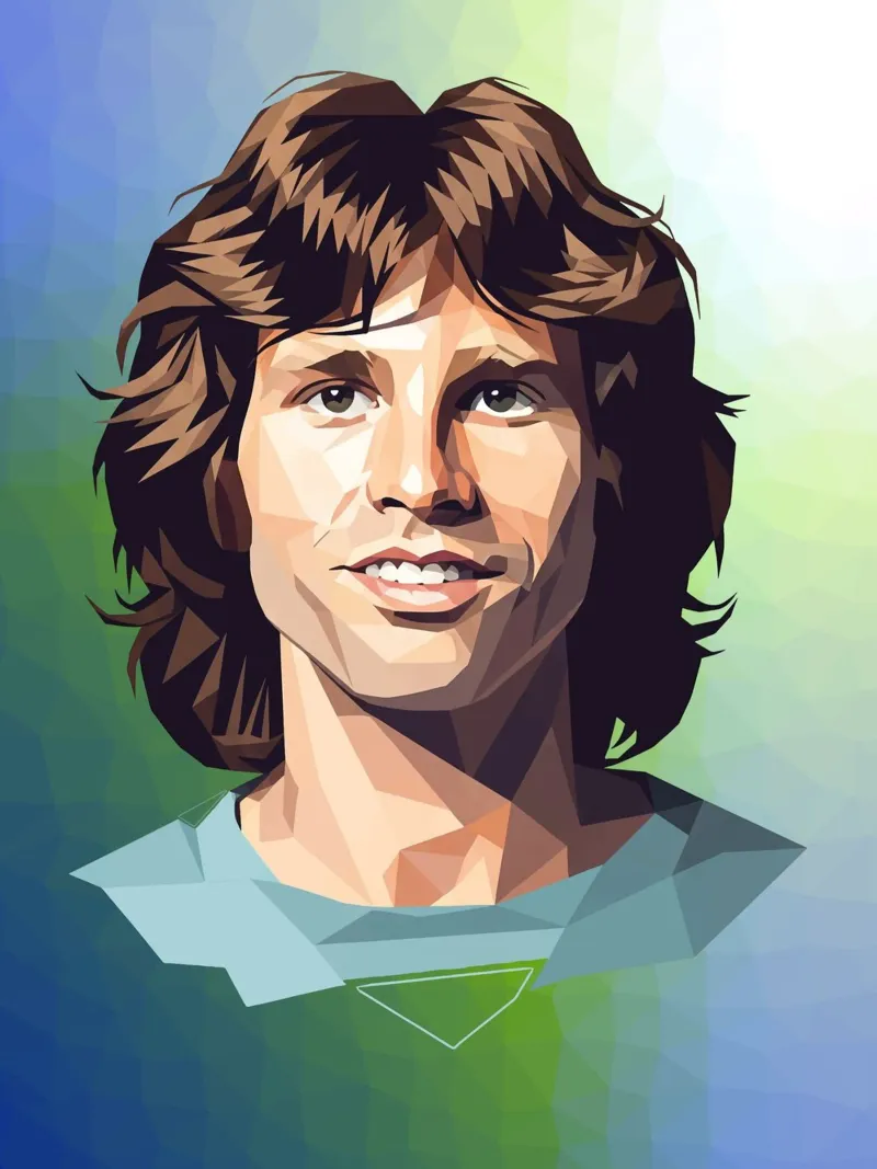 Jim Morrison Lowpoly poster con telaio in legno da Low Profile