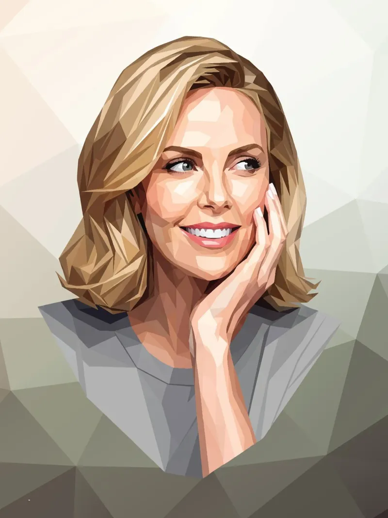 Charlize Theron Lowpoly tela con Cornice a cassetta da Low Profile