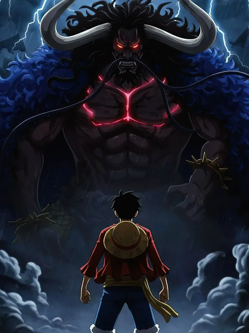 Monkey D Luffy vs Kaido poster con telaio in legno da Musadad Shop