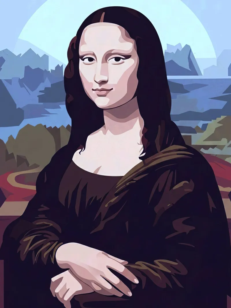 Mona lisa Vector poster con telaio in alluminio da Musadad Shop