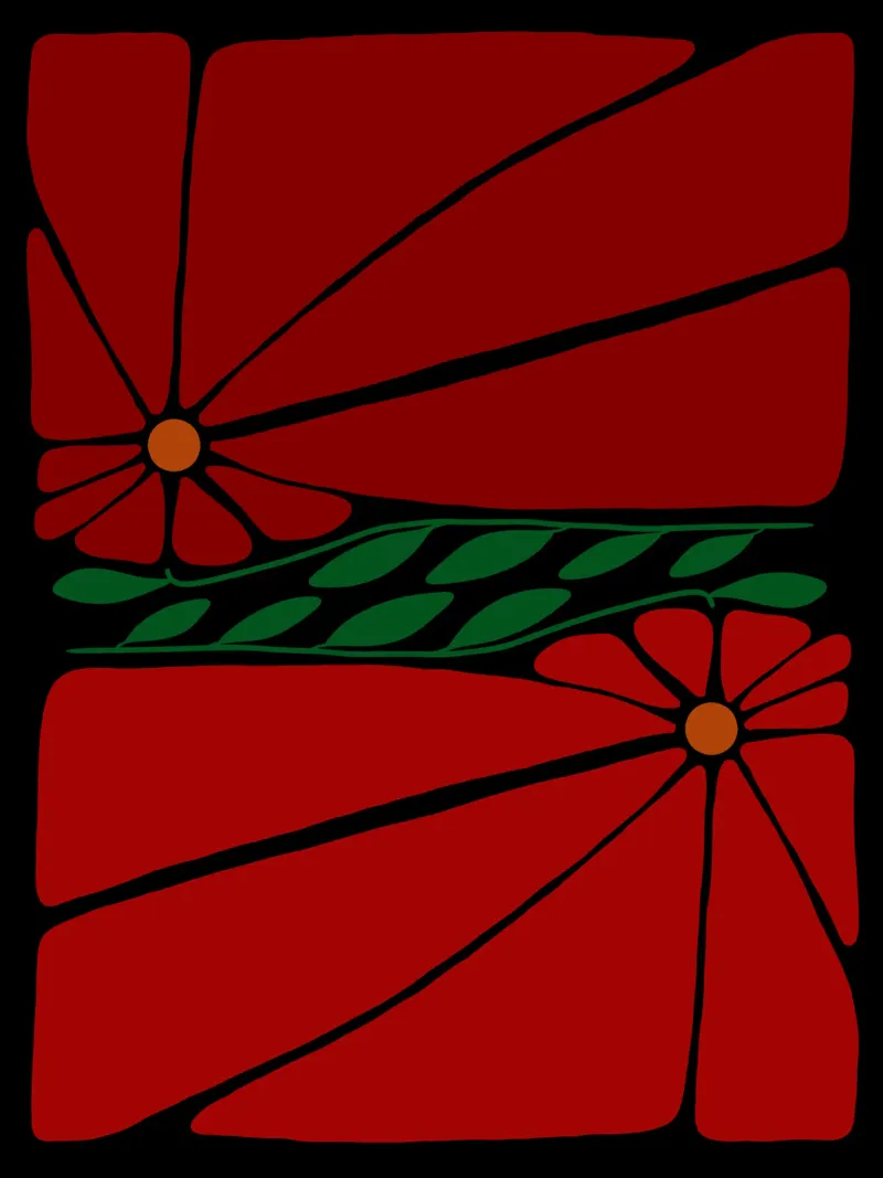 Red double large flower poster con telaio in alluminio da TijanaArtStudio88
