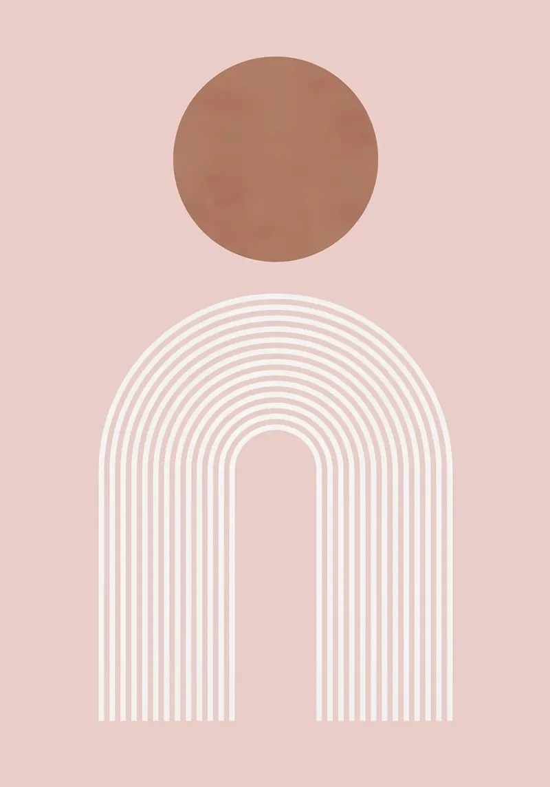 cerchio arco linee curve rosa marrone poster con telaio in legno da Patrick M Gerber