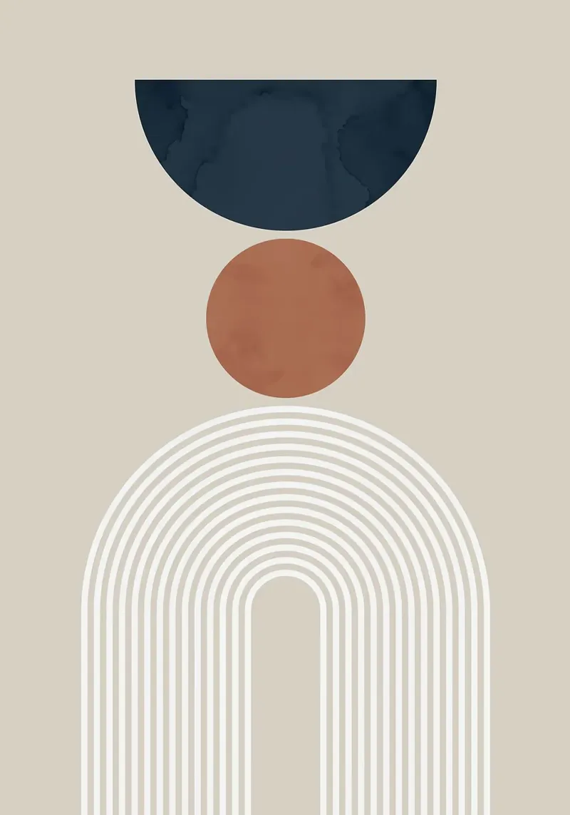 forme geometriche semicerchio cerchio arco forme sovrapposte poster con telaio in legno da Patrick M Gerber