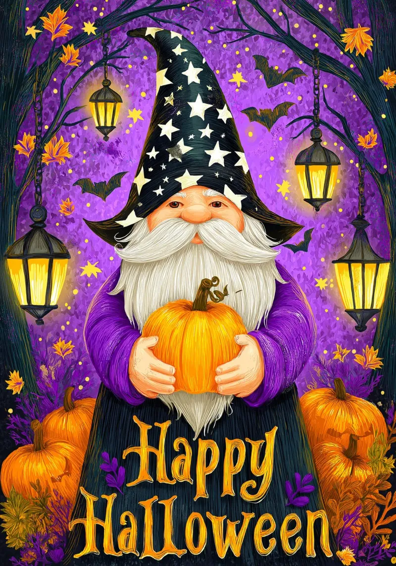 Mago e zucca di Halloween poster da Stellar Creative