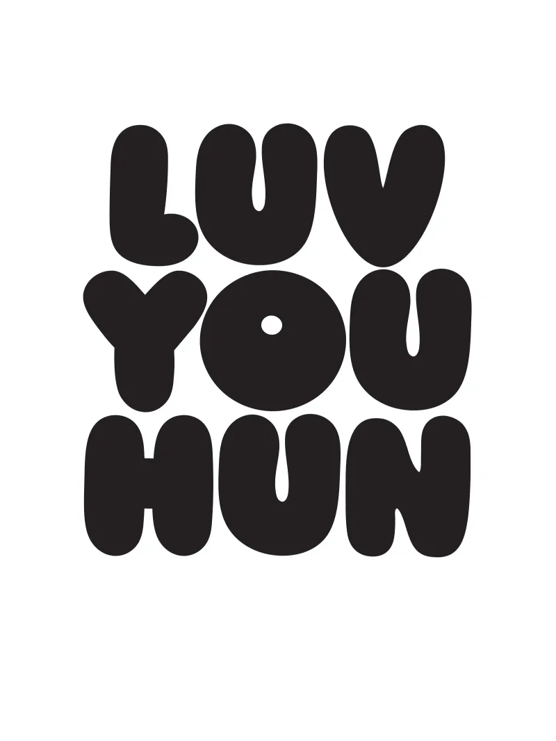 Luv You Hun poster con telaio in alluminio da Verplanungsagentur