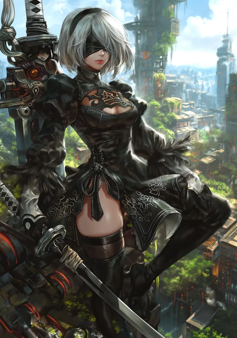 2B Nier Automata poster con telaio in legno da Fleur de Lys