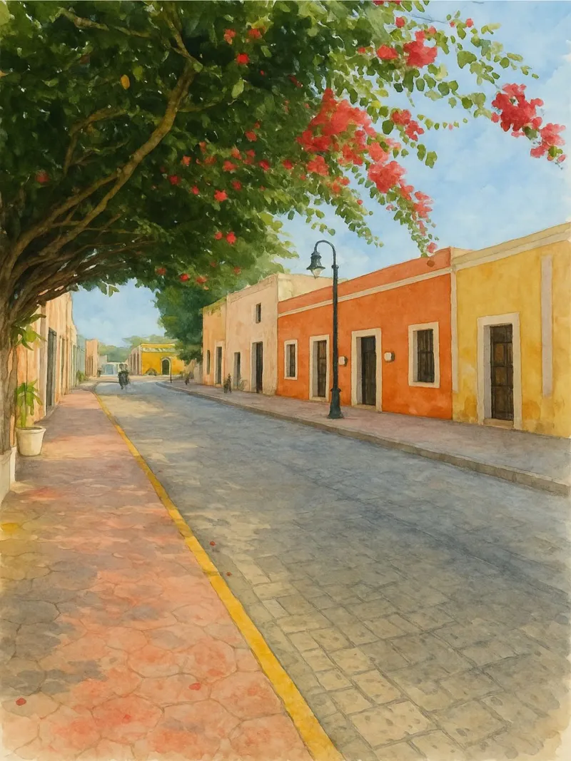 Valladolid Messico, strade del Messico poster con telaio in plastica da Ramcdc