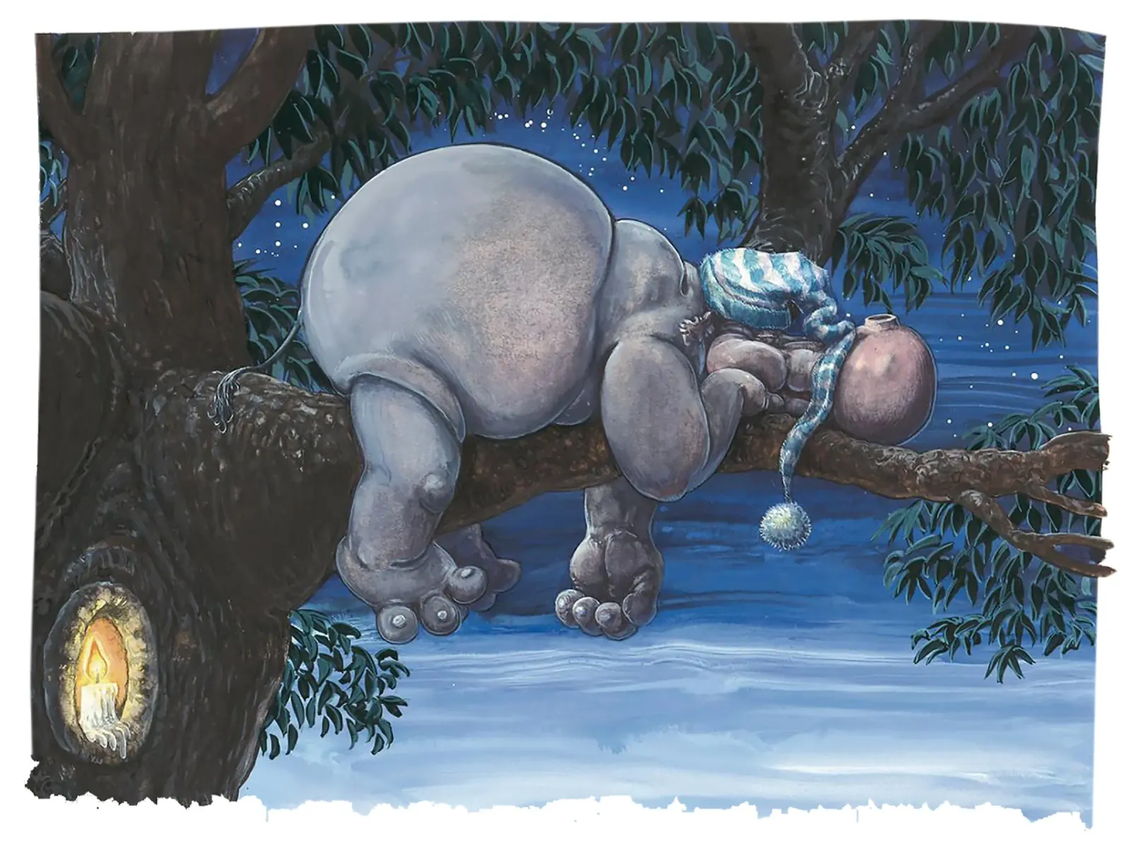 HIPPOS IN THE CHERRY TREE - Sleeping Hippo poster con telaio in plastica da Vintage Van Gogh