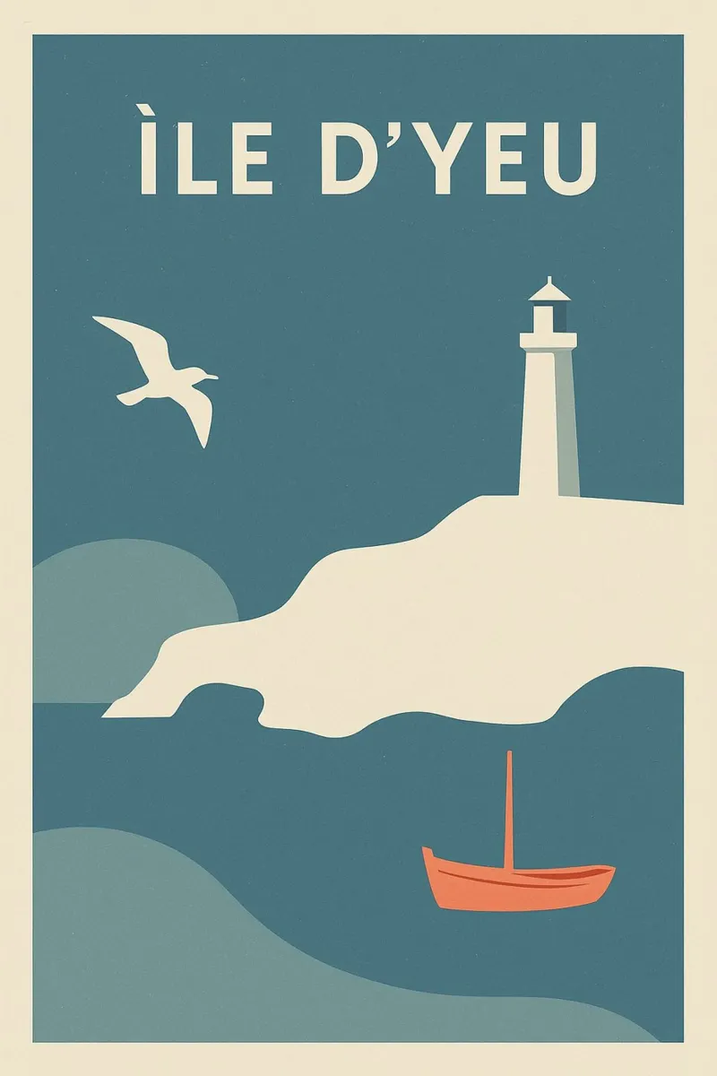Poster minimalista Île d'Yeu poster con telaio in legno da JETLAG | affiches voyage