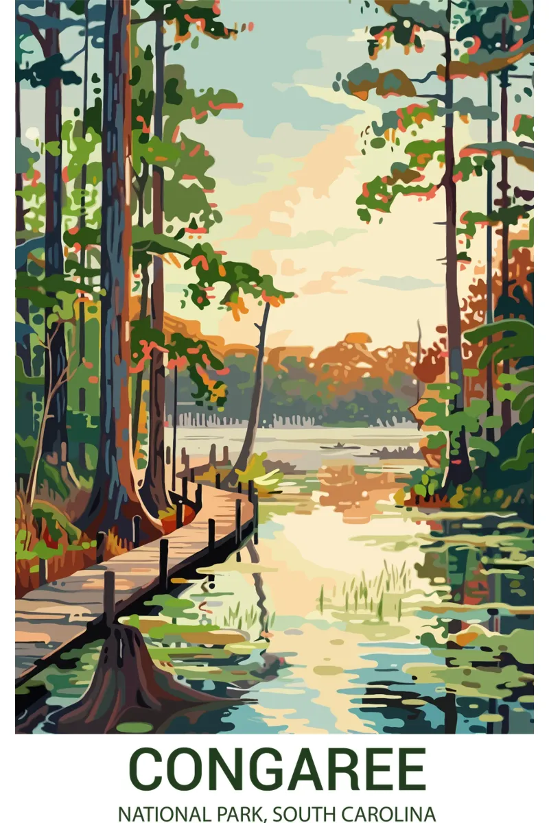 Parco nazionale di Congaree, Carolina del Sud, USA poster con telaio in alluminio da Wanderlust Vibes
