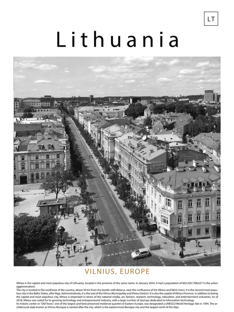 Wall art from Vilnius, Lithuania, Europe canvas with Floater frame by ✈ world in frame