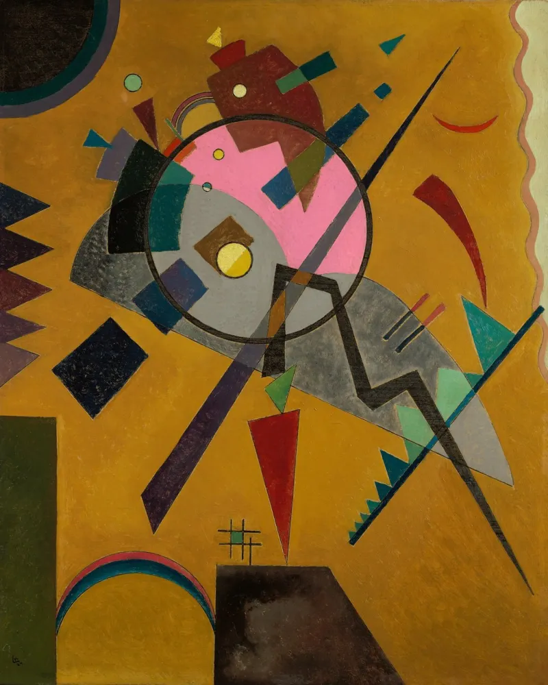 Wassily Kandinsky - Rozen met grijs- Abstracte kunst poster met houten frame van Aesthetic Muse