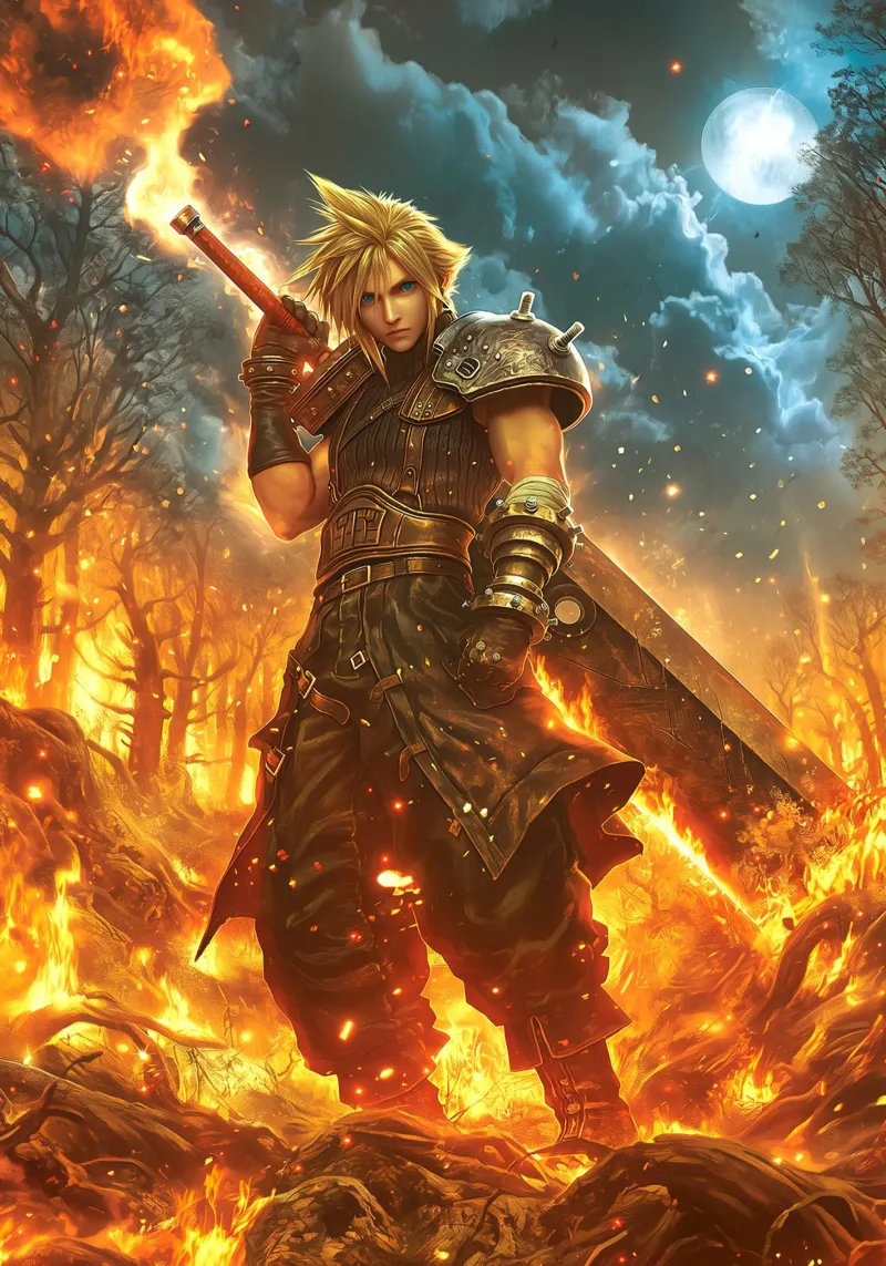 FFVII FF7 Cloud Strife Final Fantasy poster con telaio in plastica da Fleur de Lys