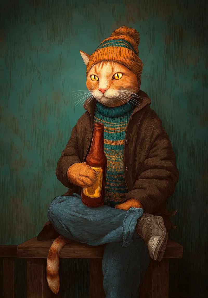 Il gatto beve birra poster da Stellar Creative