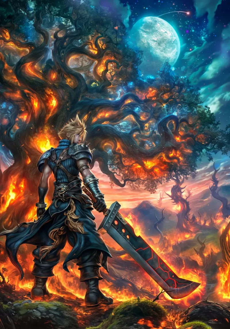 FF7 Cloud Strife Final Fantasy canvas with Floater frame by Stellar Creative