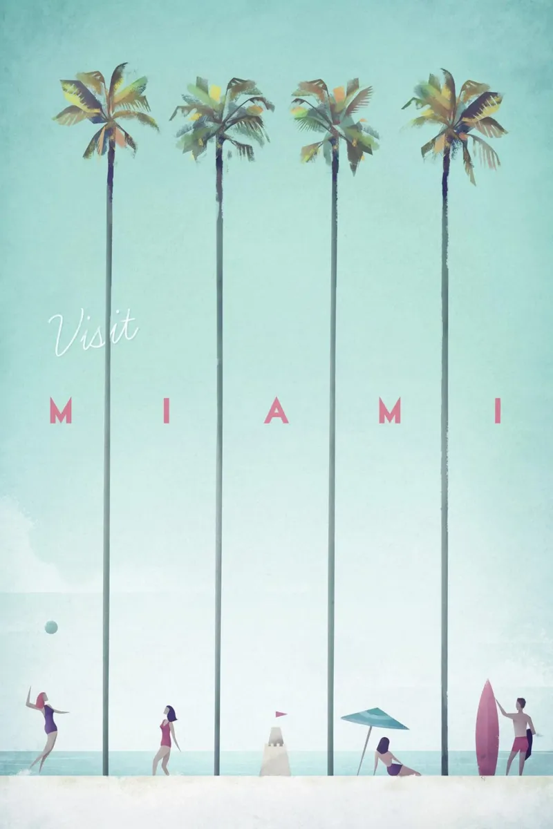 palme spiaggia palla miami poster con telaio in legno da unyil shope