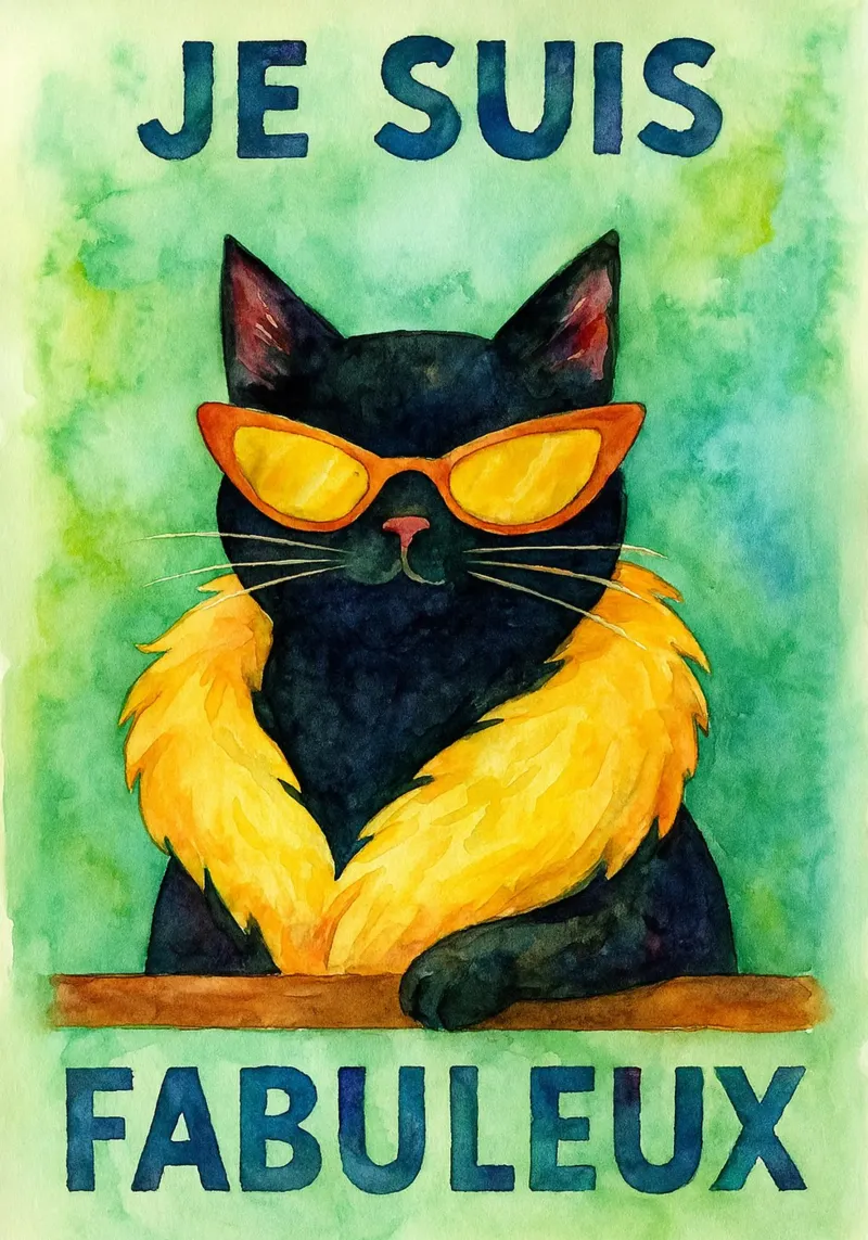 disegno parodia del gatto i'm fabulous poster da hexis
