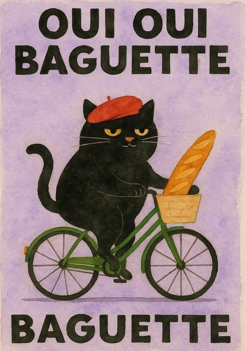 oui oui baguette cat poster de hexis