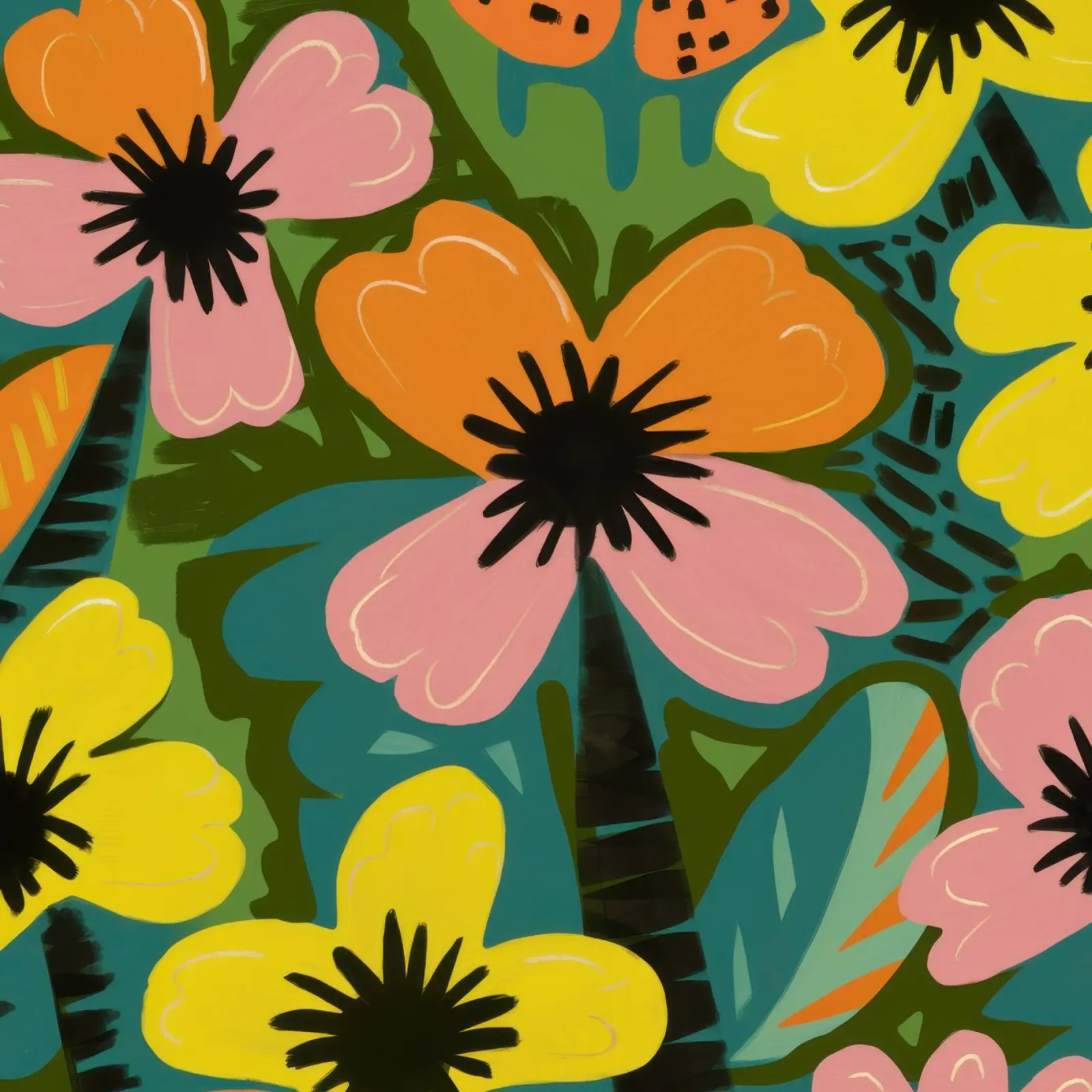 Audace floreale astratto poster con telaio in plastica da Lyra Glaze
