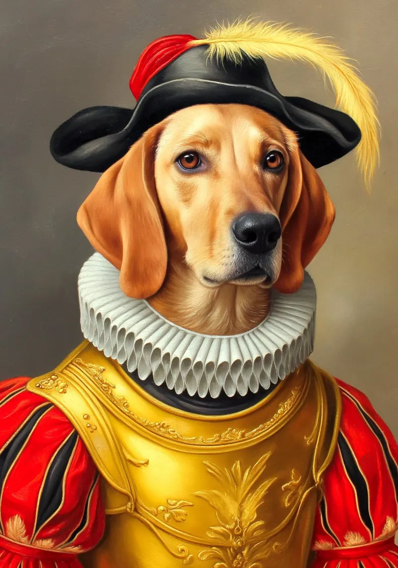 Cane rinascimentale poster con telaio in alluminio da Fleur de Lys