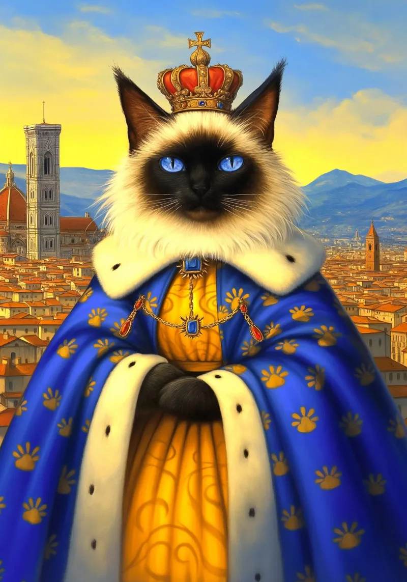 Gatto reale rinascimentale a Firenze poster con telaio in plastica da Fleur de Lys